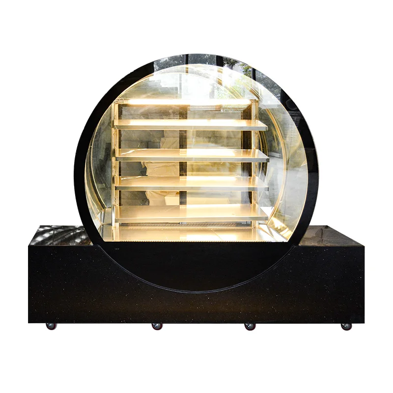 2019 new design round counter refrigerator marble cake display fridge