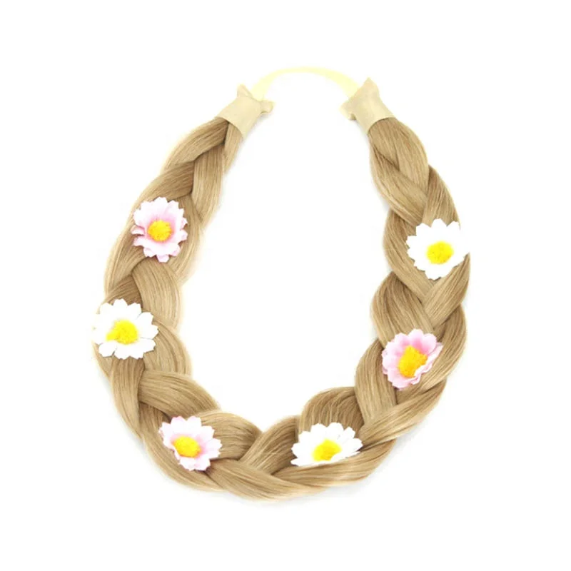 Fashion handmade hair accessories braid hairband with small flower for girls wigs headband
