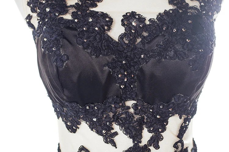 Latest long-length black a line evening dress formal