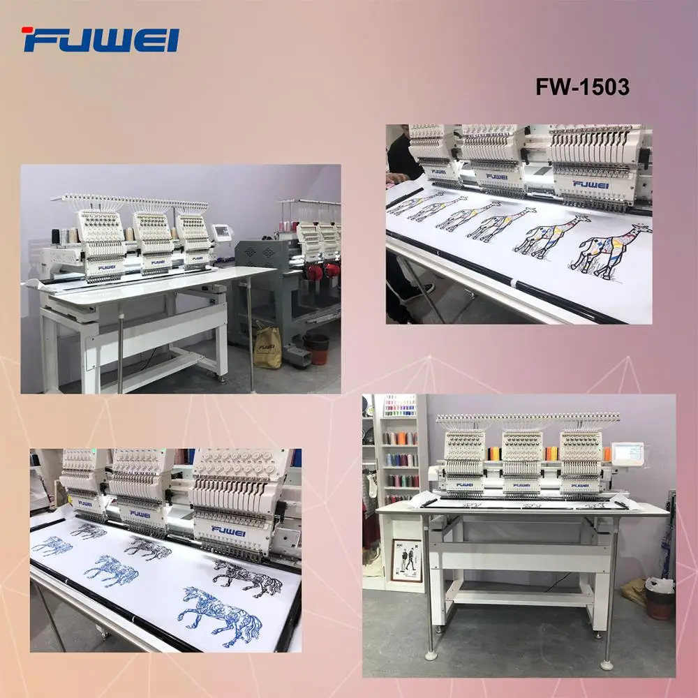 fuwei high quality computerized home use 3 head embroidery machine as tajima type with good price for cap design