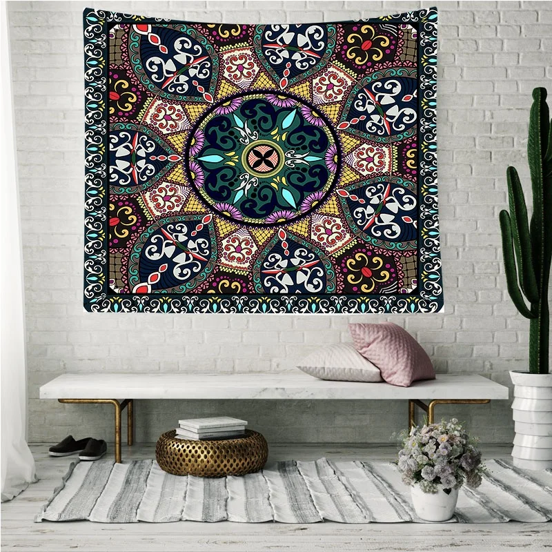 Monad Diy Bohemian Mandala Boho Macrame 150*130cm Woven Digital Printing Wall Hanging Tapestries