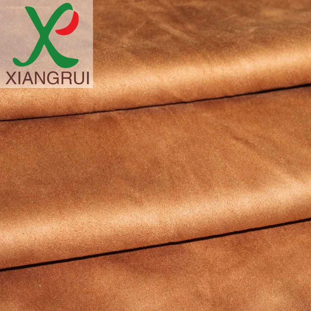 Hand feel as real leather super soft garment leather with warp double faced microfiber suede fabric