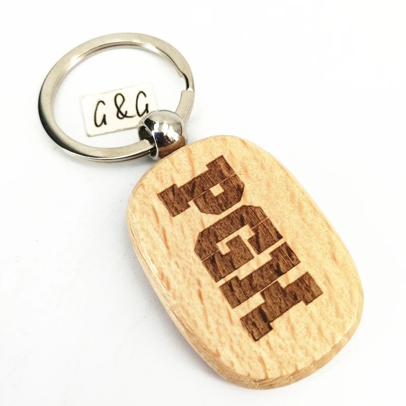Wholesale Factory Custom Logo Circular Wooden Keychain