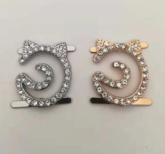 Cat head  rhinestone shoe zircon buckle ornament buckle for lady flat shoes