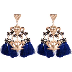 180902608 wholesale gold tassel earrings crystal chandelier dangle drop tassel earrings jewelry indian thread tassel earrings