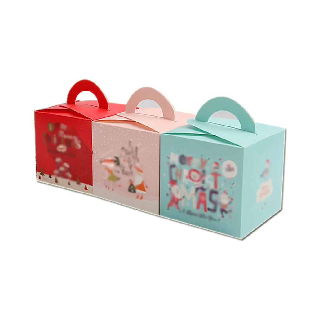 Симпатичные Красочные пищевая упаковка коробки, сладкий упаковочная коробка для торта с ручкой