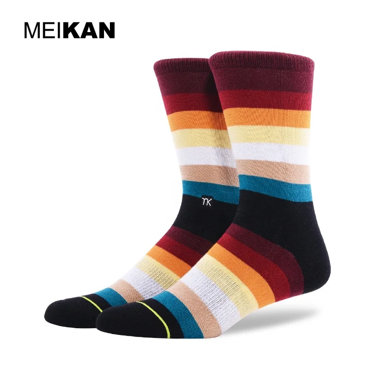 MEIKAN Colorful Custom  Men Foot Funny Soft Socks Unisex Cotton Crew Anti slip Fashion Jacquard Winter Warm Knit Socks