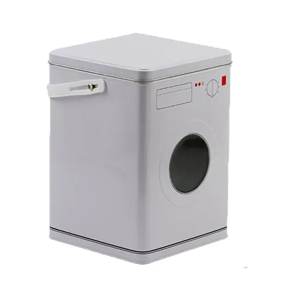 Laundry washing powder metal tin box packaging detergent tin container with plastic handle