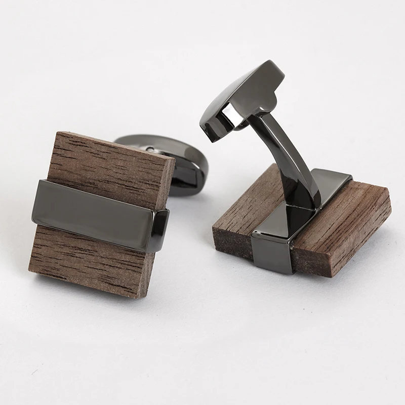 Оптовая продажа, классические деревянные Запонки, модные мужские запонки под заказ, деревянные Запонки для рубашек