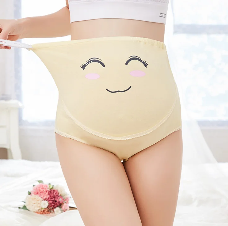 
Pure cotton breathable high waist supports abdomen lovely cartoon expression pregnancy abdomen pregnant woman pants 