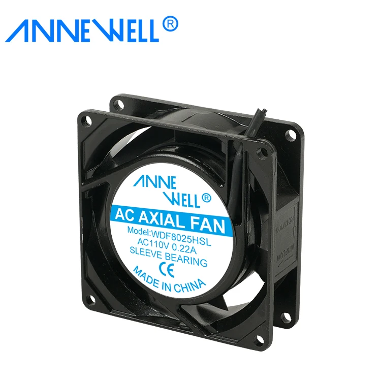 AnneWell 110 V 80*80*25 mm Sleeve Bearing 19 CFM 2300 RPM 13 W Equipment Exhaust Fan AC Muffin Axial Cooling Fan