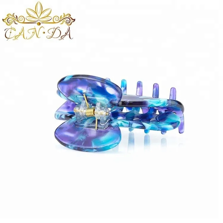 Fashion rock color hair clip accessories 4pcs packing high quality durable hairclaw  handmade cellulose acetate women claw