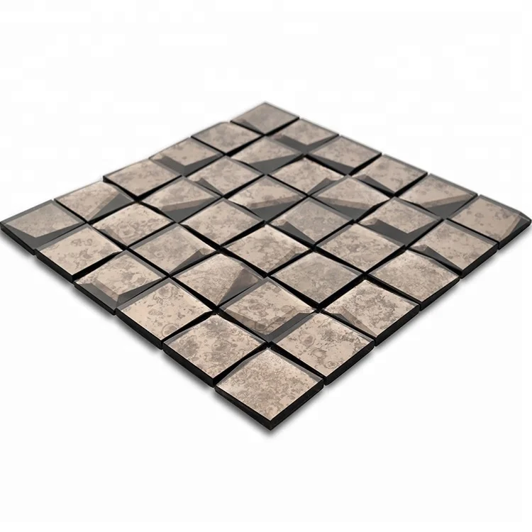 China Wholesale Market Agent decorative  3d waterjet glass mosaic antique mirror glass tile