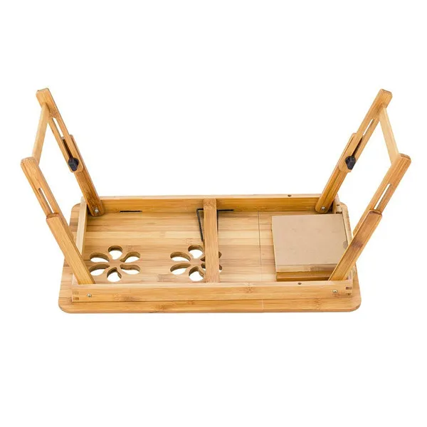 hot-sell solid construction bamboo laptop table with adjustable leg