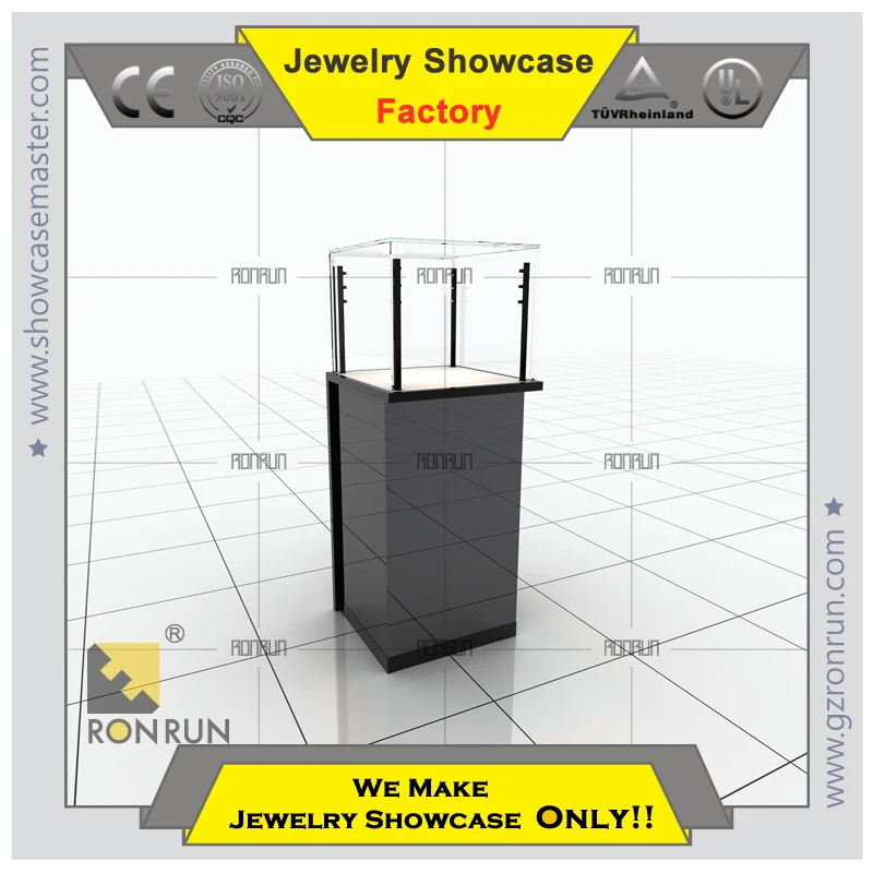 Luxury design showcase rotating jewellery display cabinet with stainless steel and LED light for jewelry shop