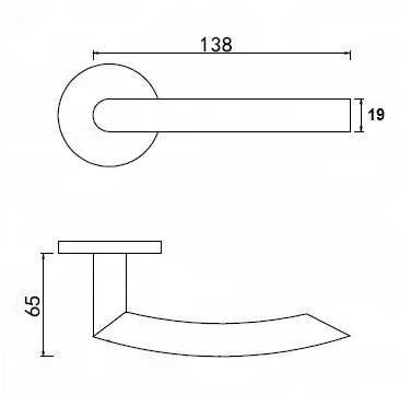 Stainless steel entrance door handle with rose