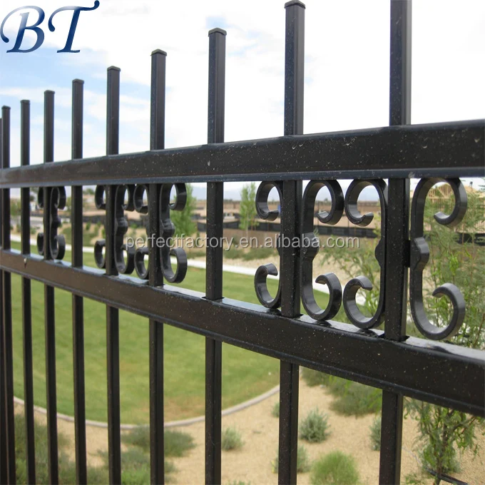 
Wrought iron picket fence/ American type steel fence with beautiful design for sale 