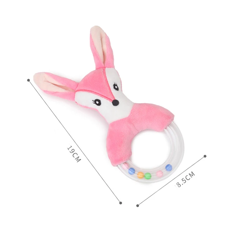 Sheep Fox Rabbit Loop Plastic Rattle Ring Babies toy B004