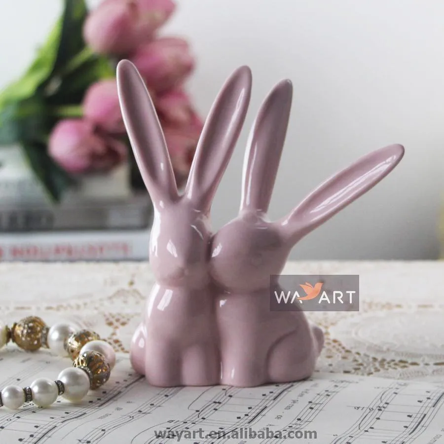 Lovely Ceramic Rabbit Ring Holder Jewelry Box