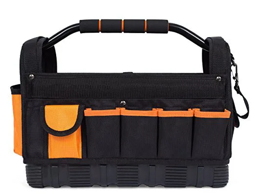 FREE SAMPLE FACTORY PRICE 16 Inch Open Top Tool Bag Ultra Frame Tote Tool Box 22 Pocket Hard Utility Tool Bin