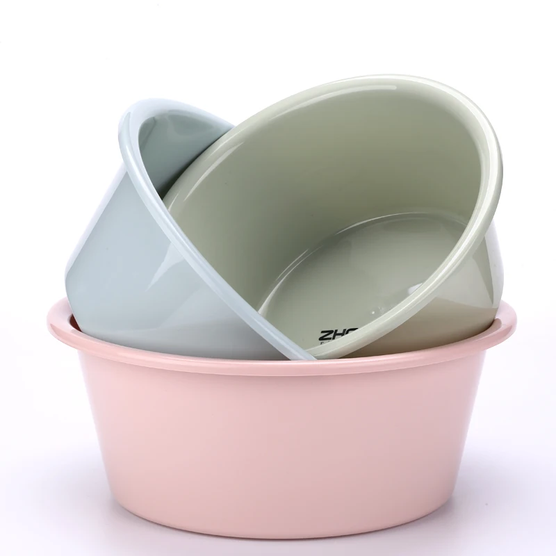 Household Kitchen & Bathroom Durable Simple Colorful Round Plastic Basin