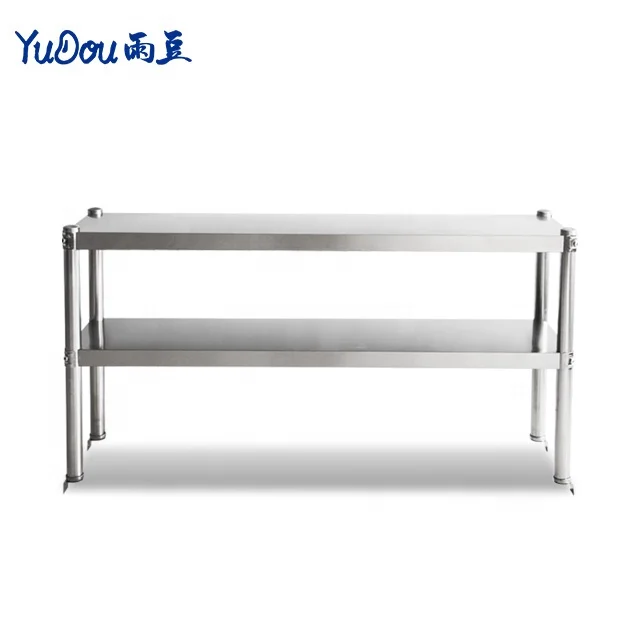 Commercial  Kitchen Double Overshelf Work Bench Sorting Table  Customized Stainless Steel Work Table