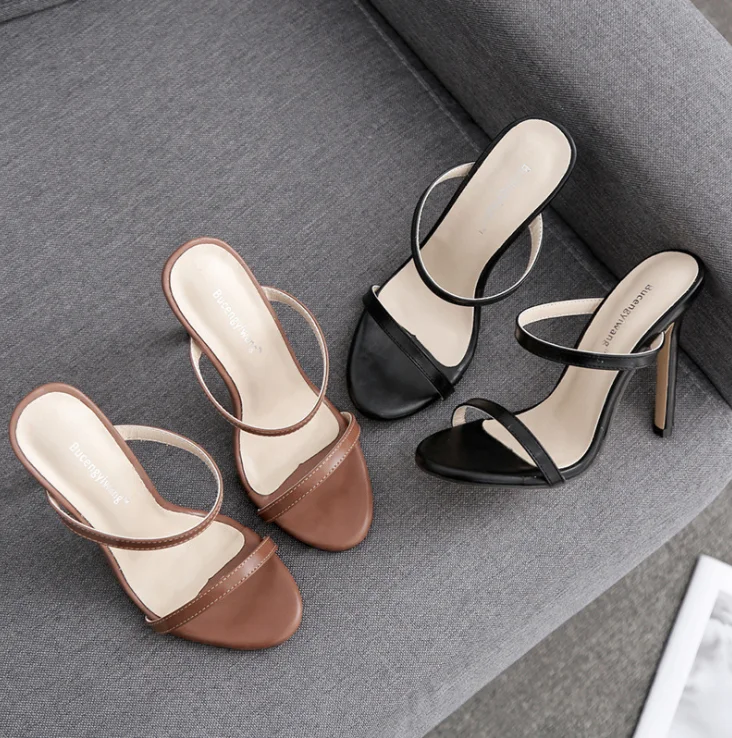 760-A3 simple style woman slipper high heel shoes mules