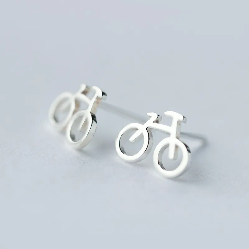Girls Bike delicate Ear Studs 925 Sterling Silver