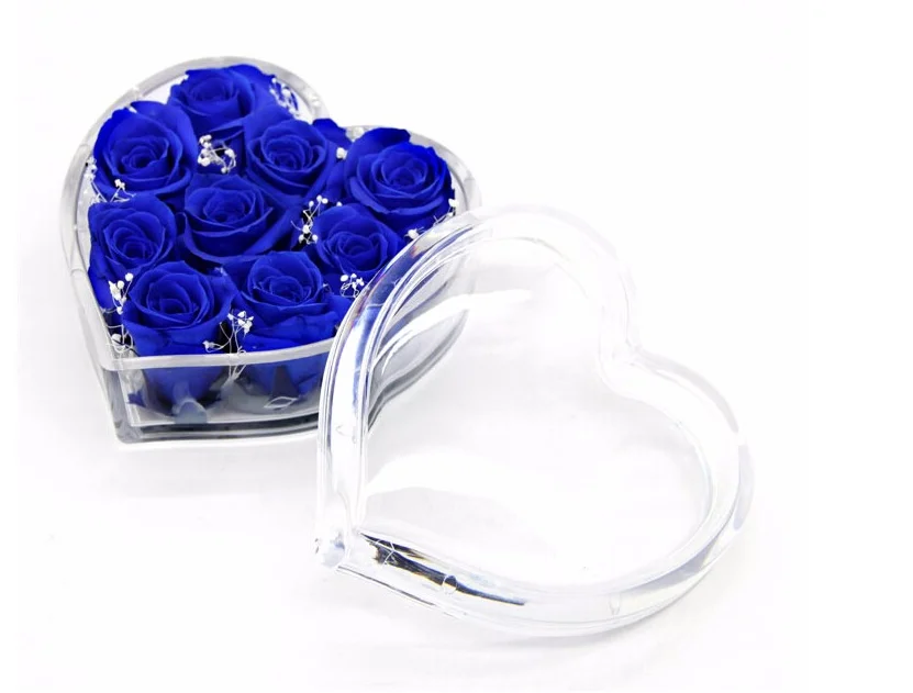 high quality Transparent clear plastic flower Acrylic rose logo flower Box with lid