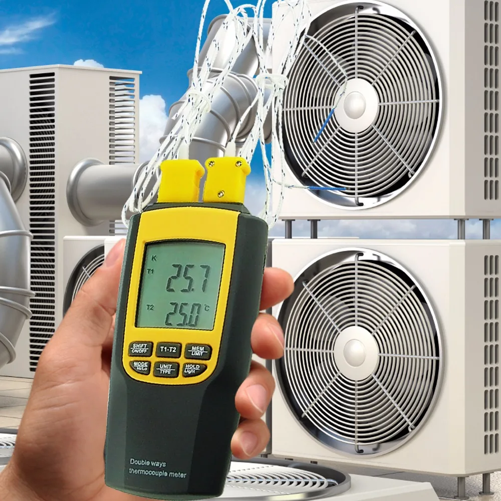 Digital K / J Type Thermocouple Thermometer 4 Probes Temperature Tester