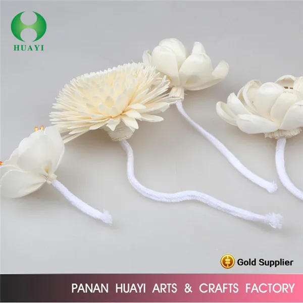 huayi factory Mixed Reed Diffuser Sticks Assorted Stemmed Sola Wood Flowers White Floral Diffuser  with Cotton Rope