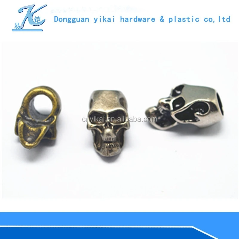 Custom skull beads/Metal Chrome Skull Beads For 550 Paracord Bracelets, Lanyards, & Other Projects/Paracord Metal Beads