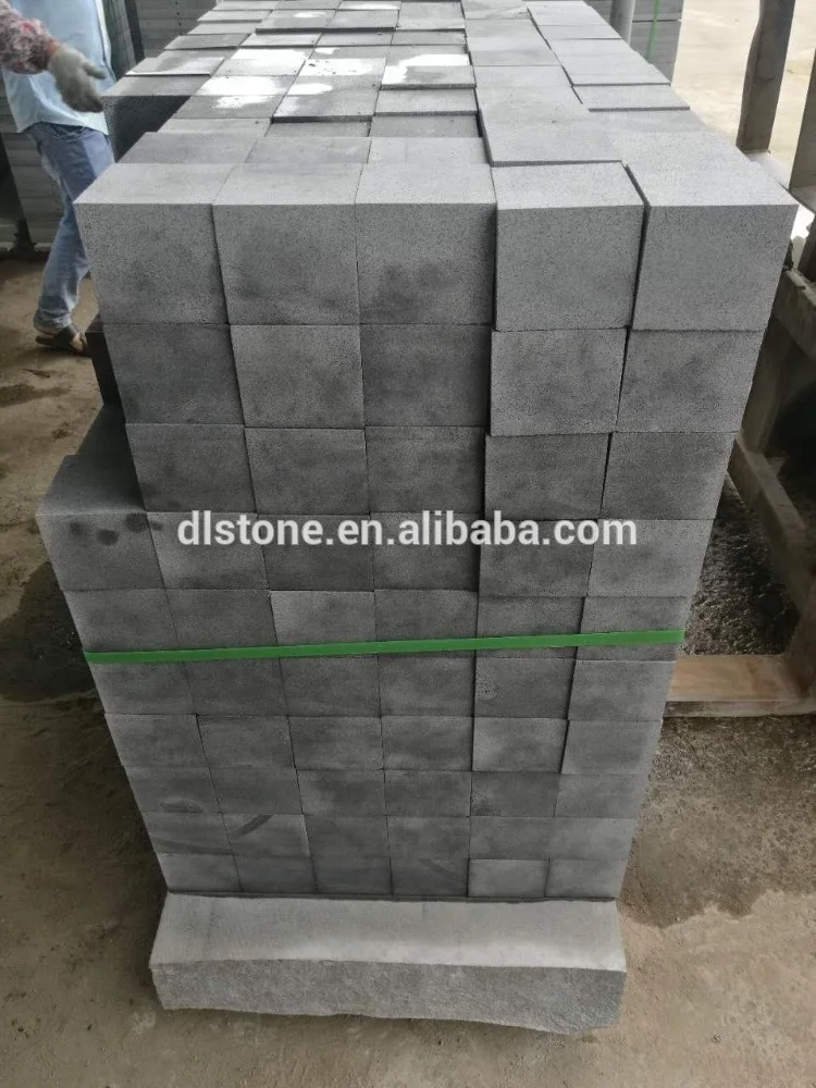 Natural Black Basalt Cubic Paver Stone