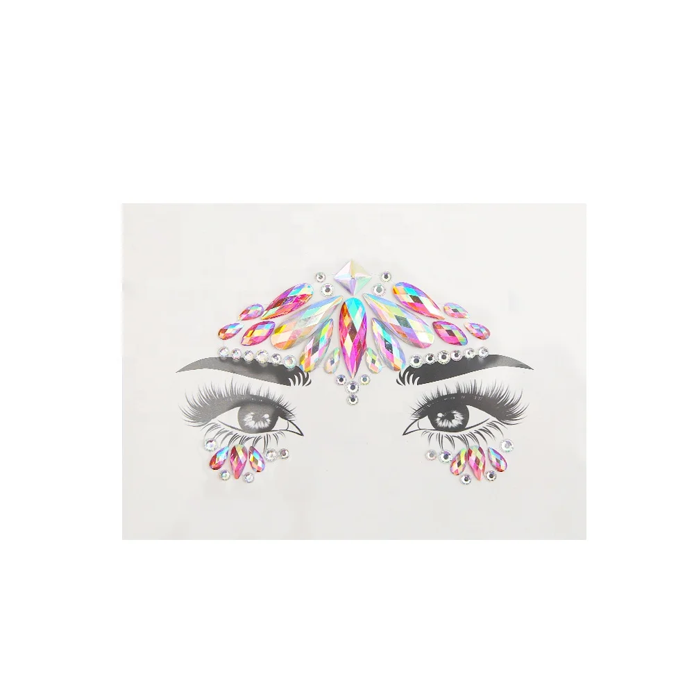 Rhinestone Eyeliner Face Jewelry Stickers Self Adhesive Custom Face Gem Tattoo Jewels for Festival