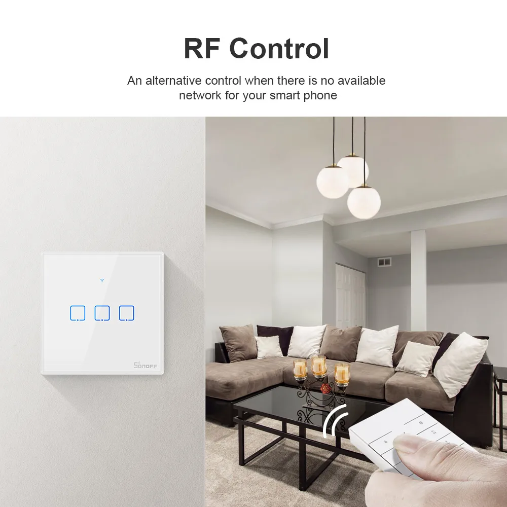  Настенный сенсорный выключатель SONOFF T2UK 2C TX с Wi-Fi 3 клавиши дистанционное управление через приложение автоматизация умного дома работает Alexa Google