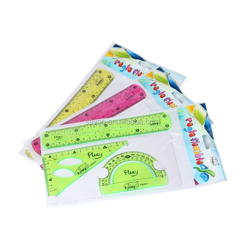 Hot sale 30CM clear PVC Flexible ruler soft plastic ruler