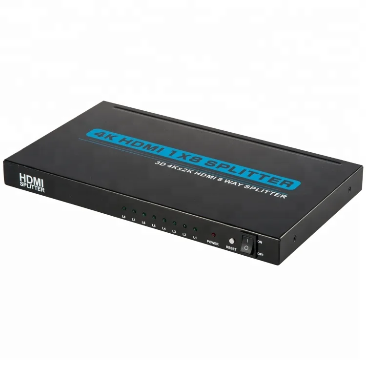 Factory price high speed 4K 3D 1(in)X8(out) 5V 1A for  LPCM 7.1CH  DTS-HD Master Audio HDMI Splitter