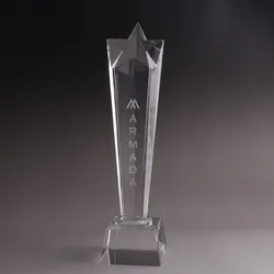 BM-1007 optical crystal towering star award trophy with logo engrave