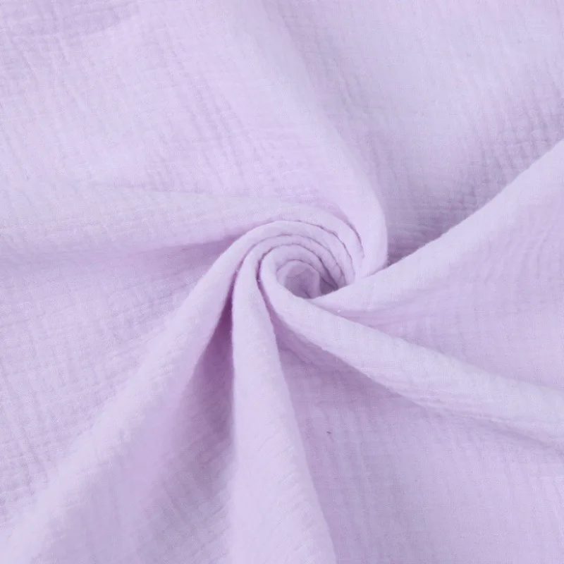 Large stock garment fabric using 100% cotton dyed double layers gauze crepe fabric