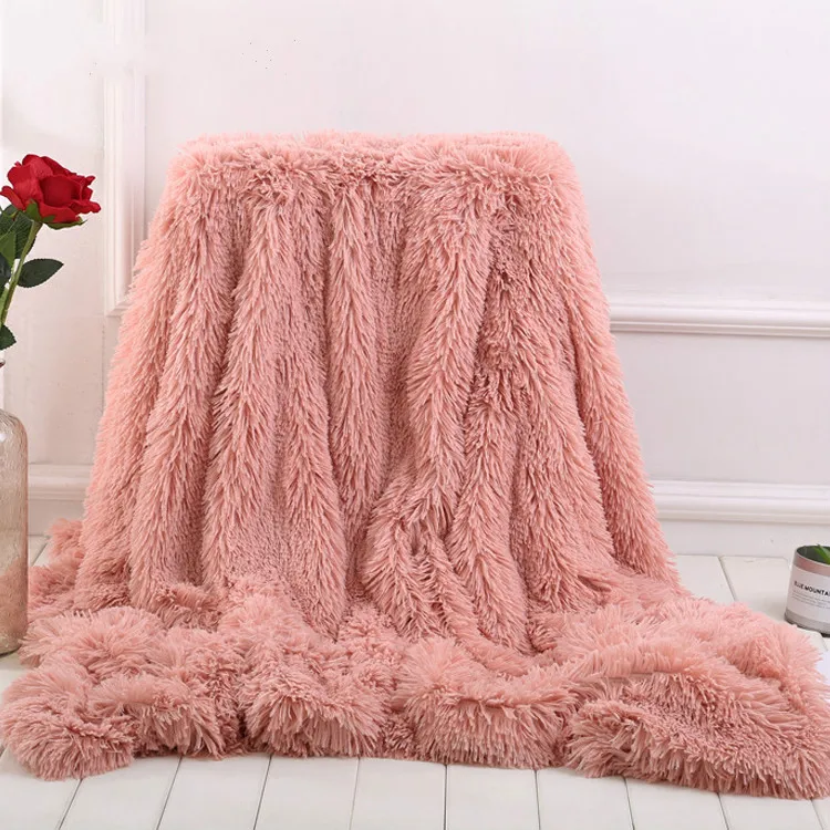 wholesale luxury long hair mink blanket custom faux fur throw blanket