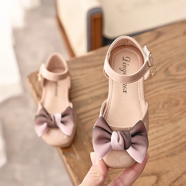 
whole sale girl bows shoes pu Size 21-35 Children Hot Sale Girls Shoes Fashion Princess Bow PU Ballet flats shoes 