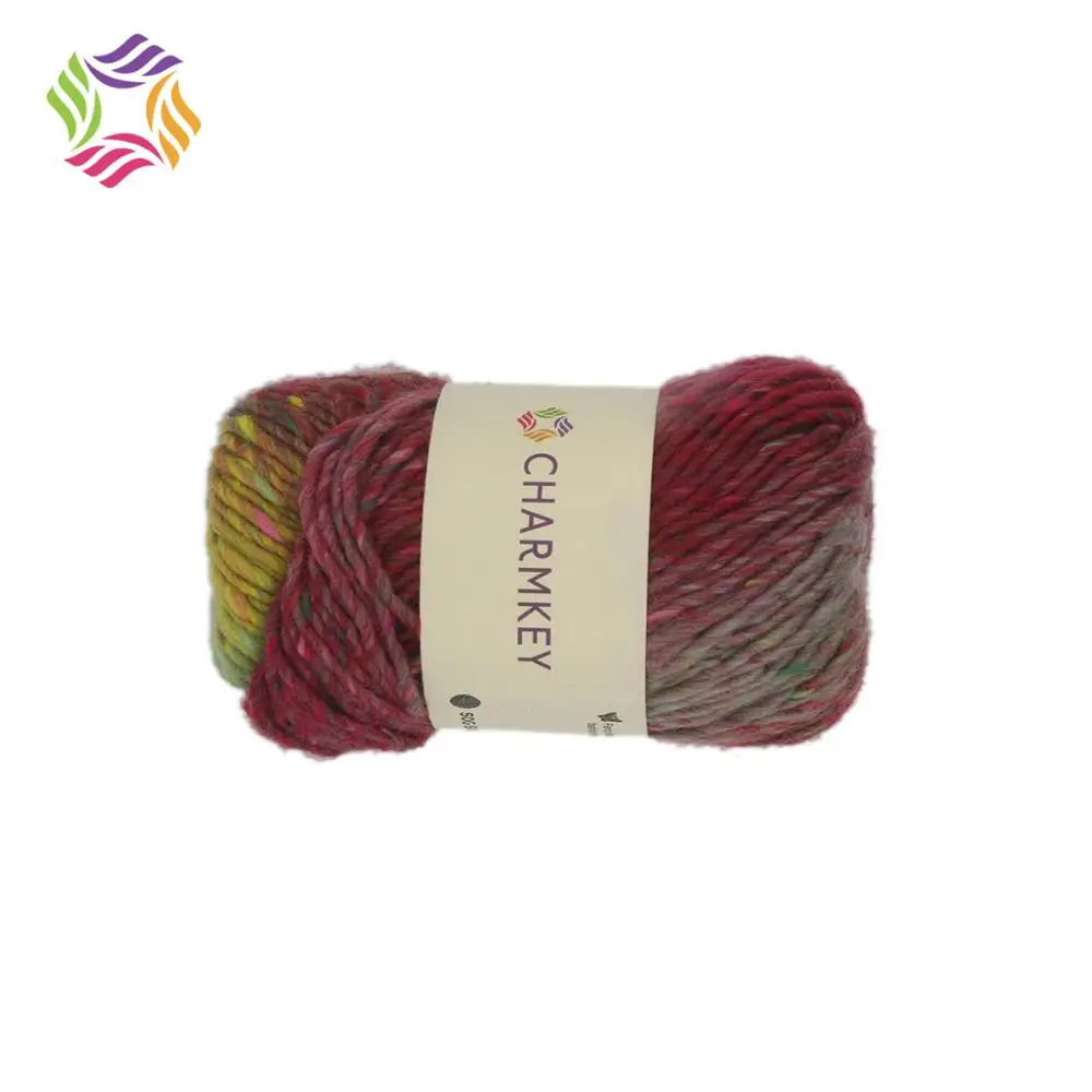 Charmkey melange yarn hand knitting yarn polyester wool blend yarn for sweater