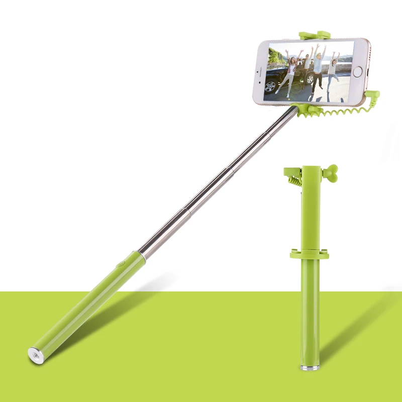 
Travel Outdoor Adjustable Flexible Metal Candy Wired Selfie Stick Monopod for Mobile Phone 