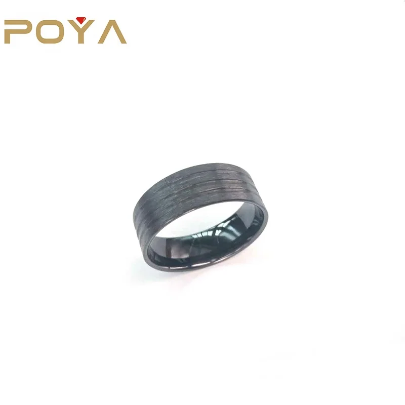 POYA Jewelry 8 мм матовое черное титановое кольцо с плоским верхом, ювелирные изделия без рисунка с инкрустацией
