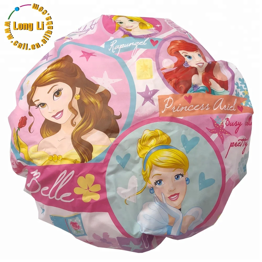 Custom print princess cartoon plastic children bathing shower cap