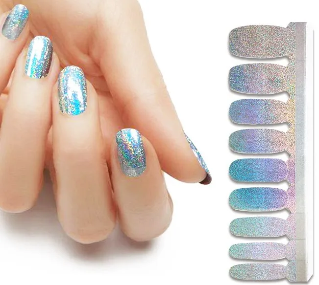 irregular broken glass mirror hologram nail art decoration foil transparent holographic nail stickers