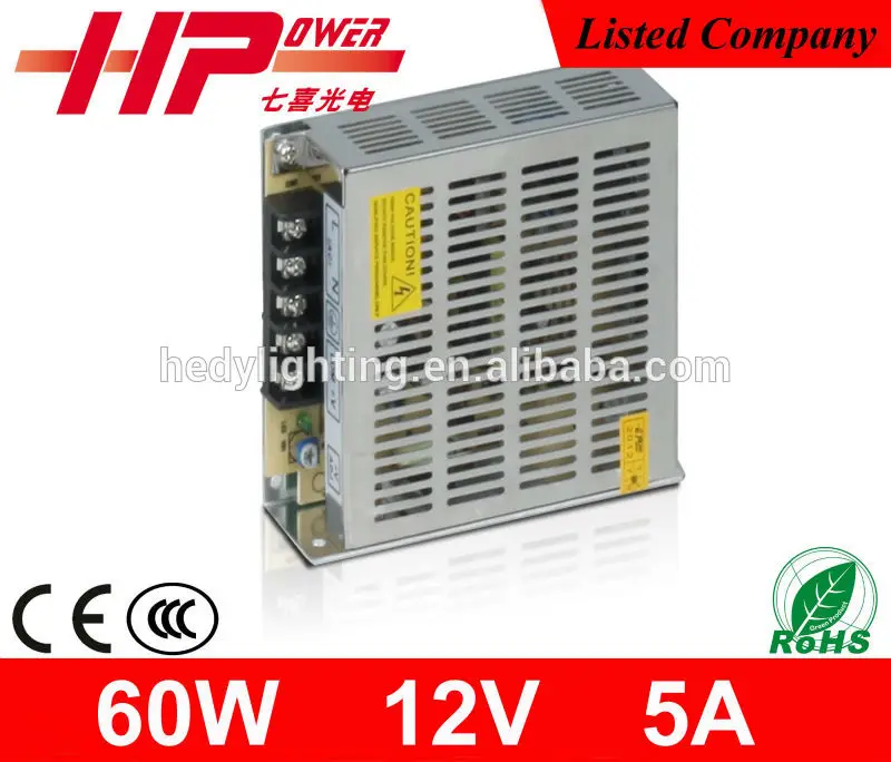 Big sale from Guangzhou factory. Stabilized AC DC 12V 5V adapter with one 60W output