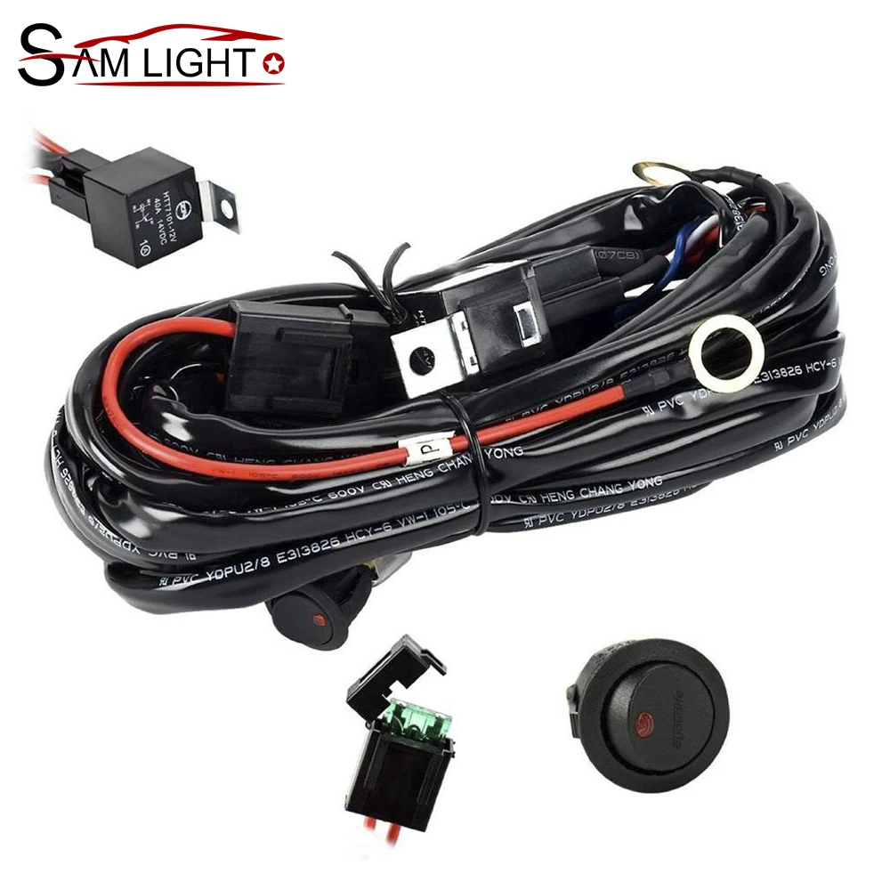 
 Сверхмощный набор монтажной схемы светодиодного светильника с линейками 300W 12V 40A предохранитель реле переключатель включения/выключения реле 14AWG 12FT Длина Универсальный фитинг  