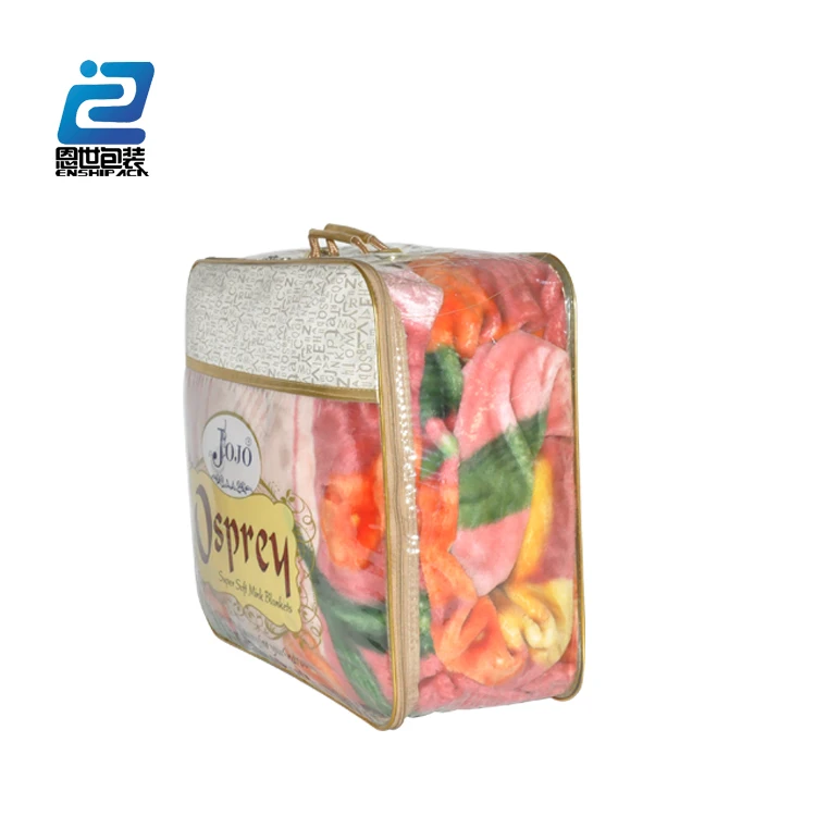 plastic quilt bags pillow bags with zipper pvc material sew with non woven fabric for rug bed sheet pillow packing