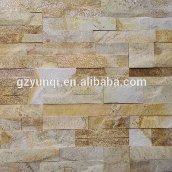 Китай, золотой, Бежевый Кварцит и Бежевый Кварцит, культивированный камень для облицовки стен